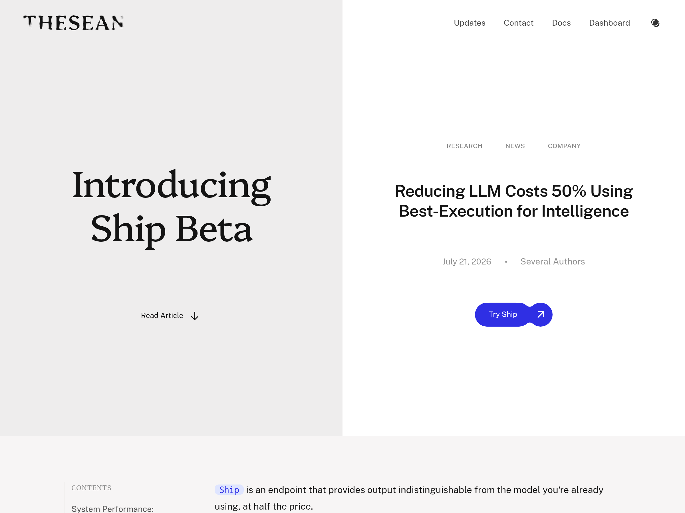 Screenshot of Ship website