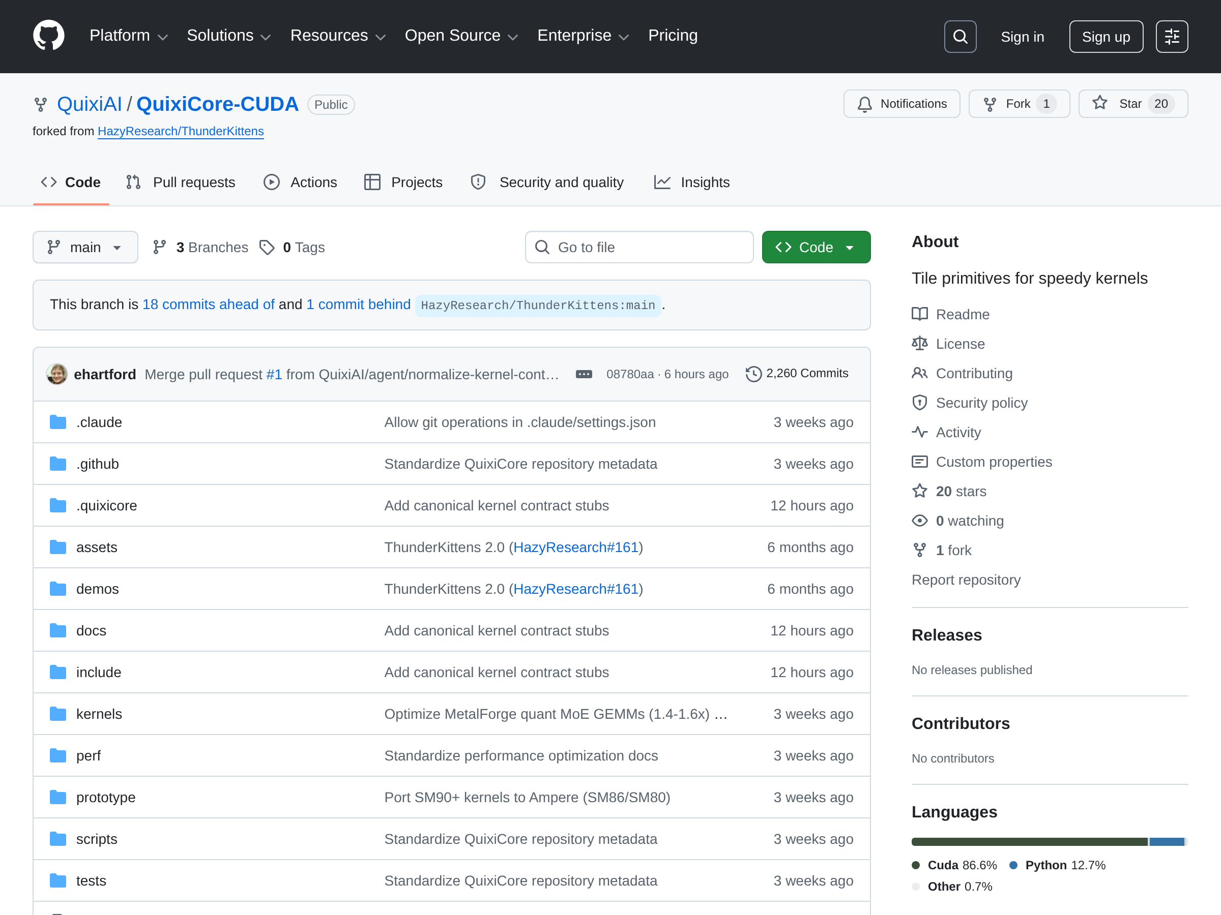 Screenshot of QuixiCore CUDA website
