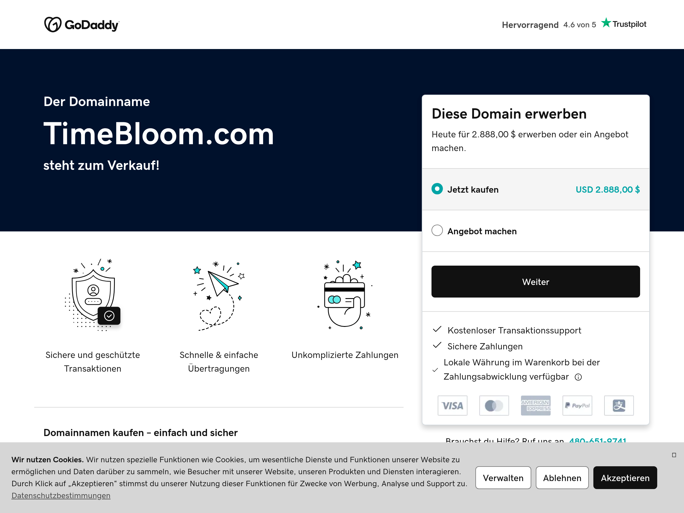 Screenshot of TimeBloom website