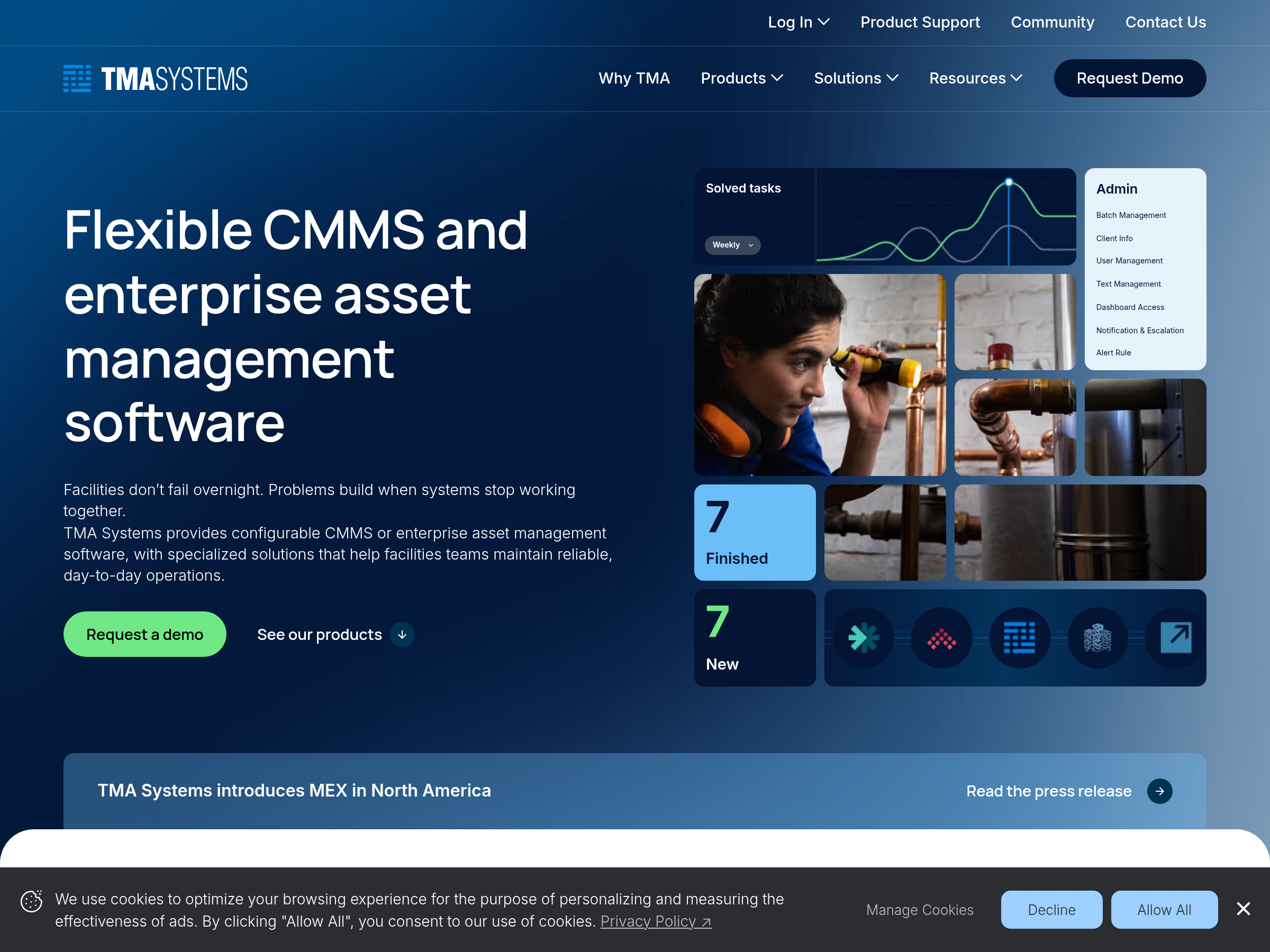 Screenshot of TMAS website