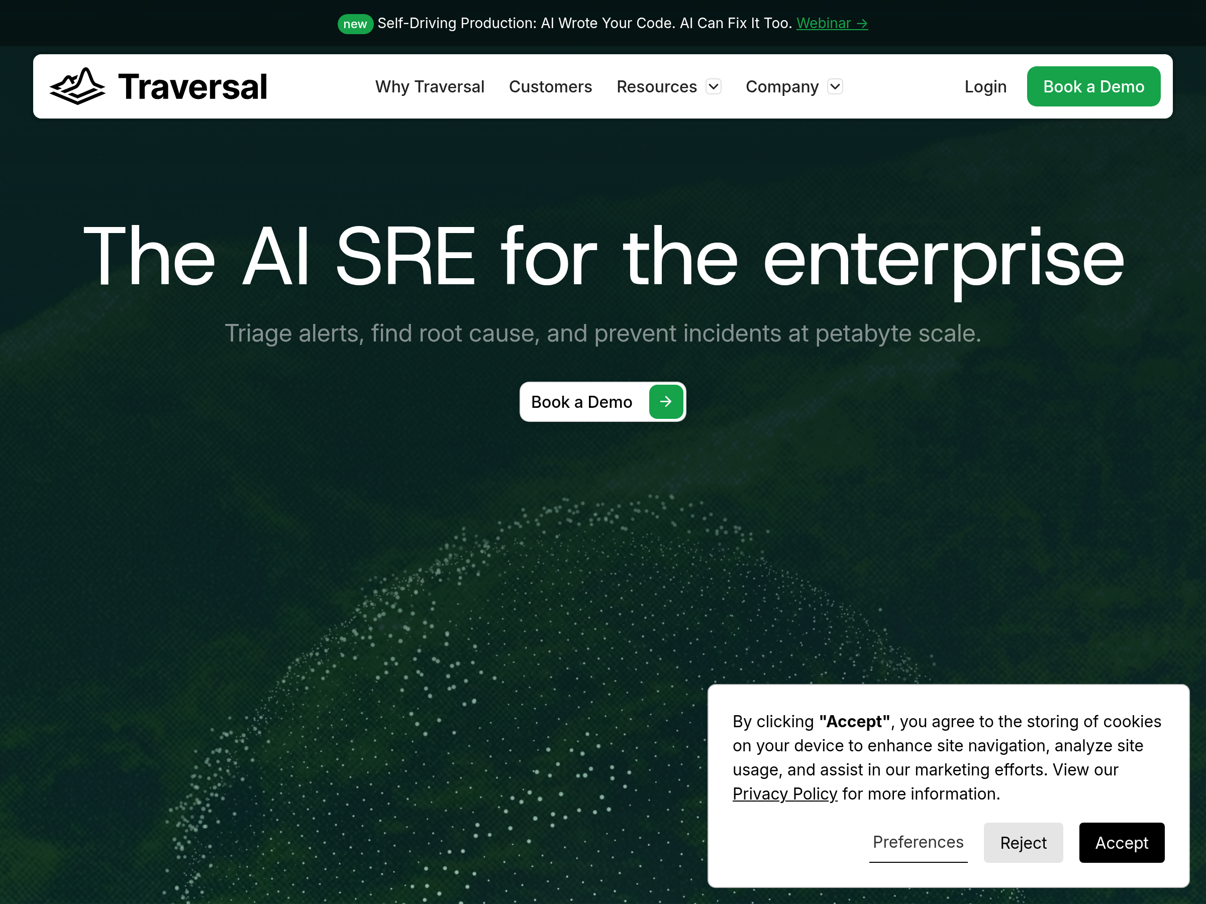 Screenshot of Traversal website