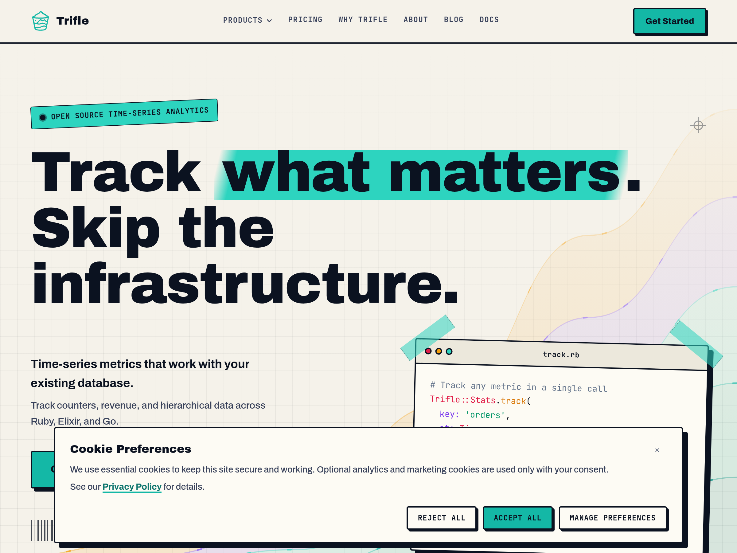 Screenshot of Trifle website