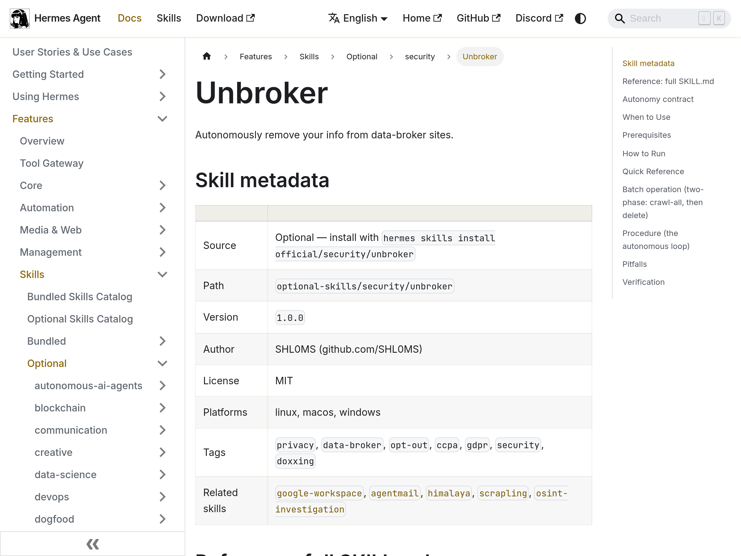Screenshot of Unbroker website