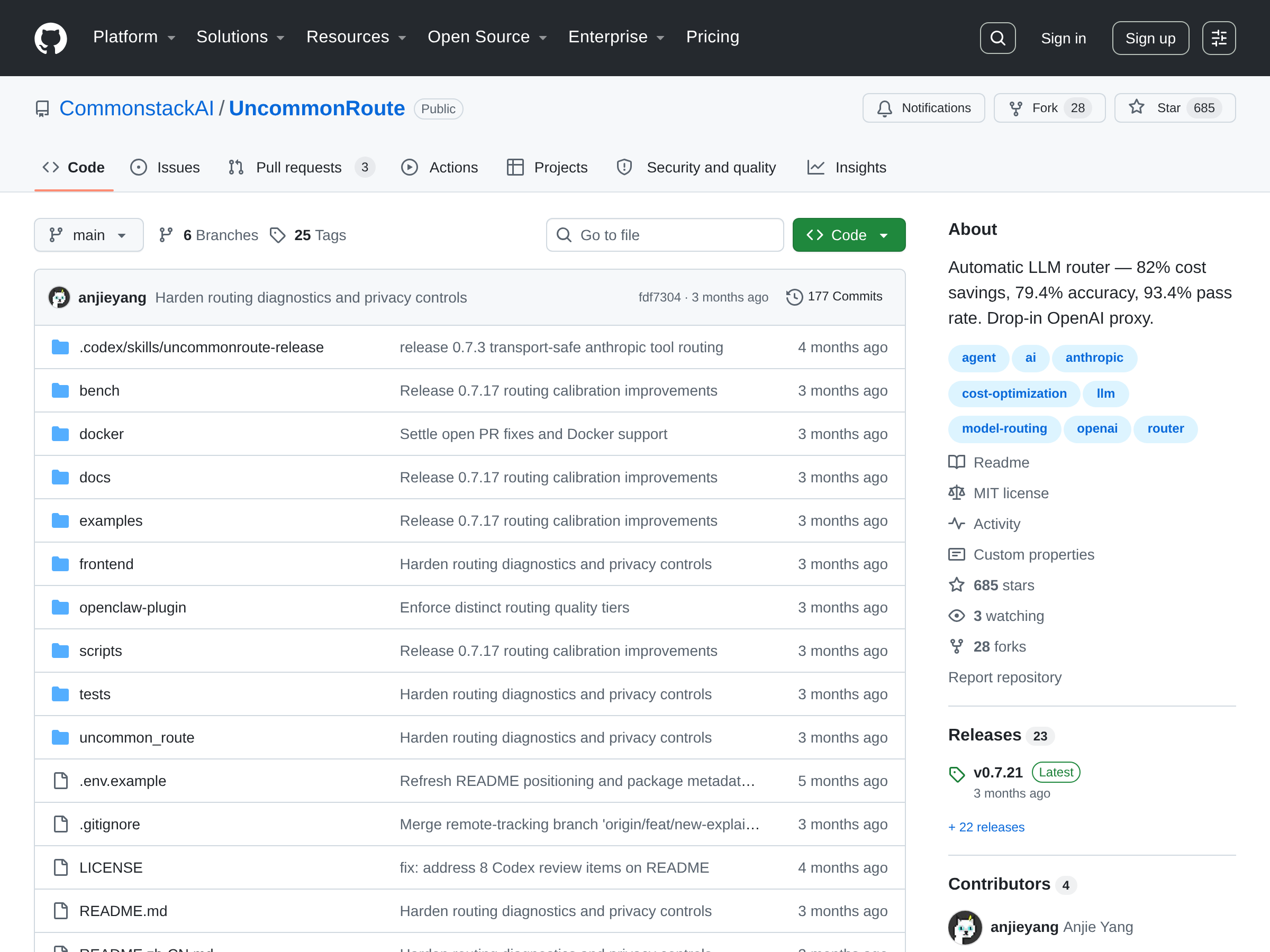 Screenshot of UncommonRoute website
