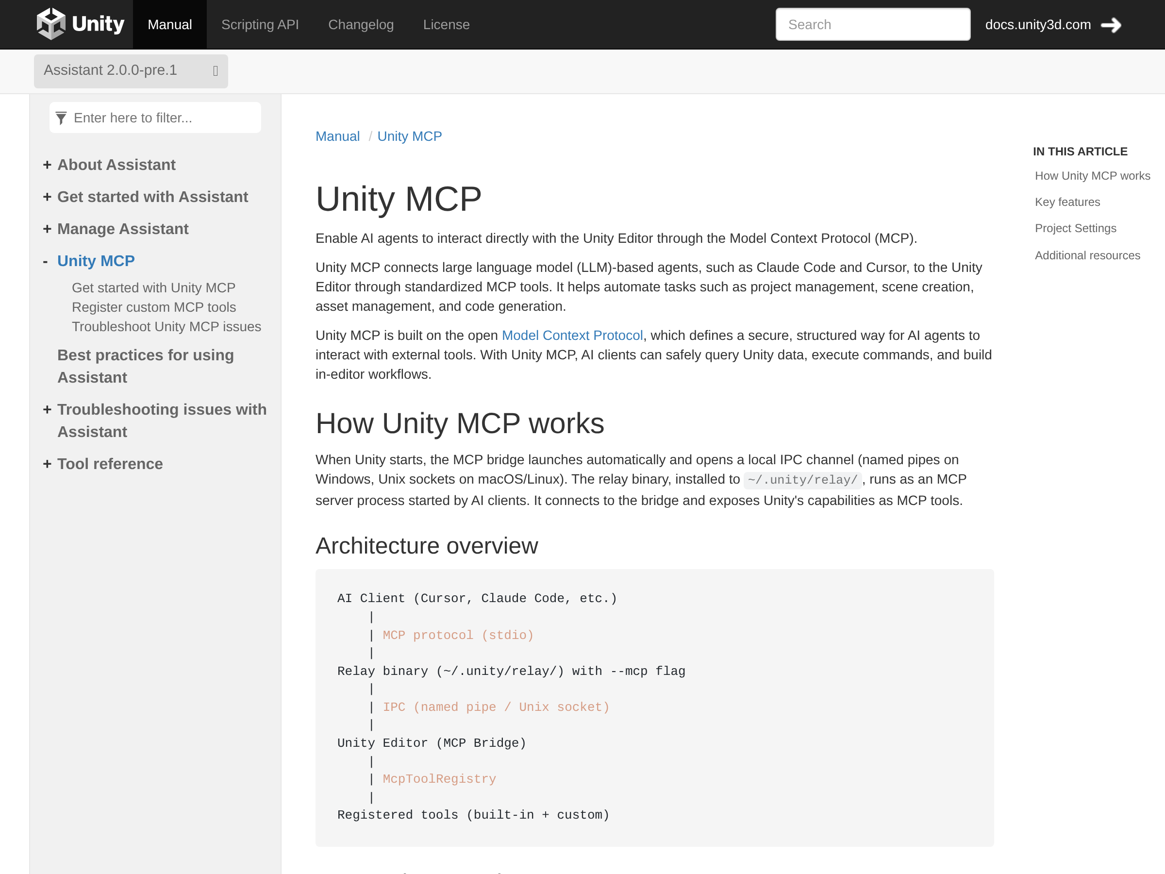 Screenshot of Unity MCP website