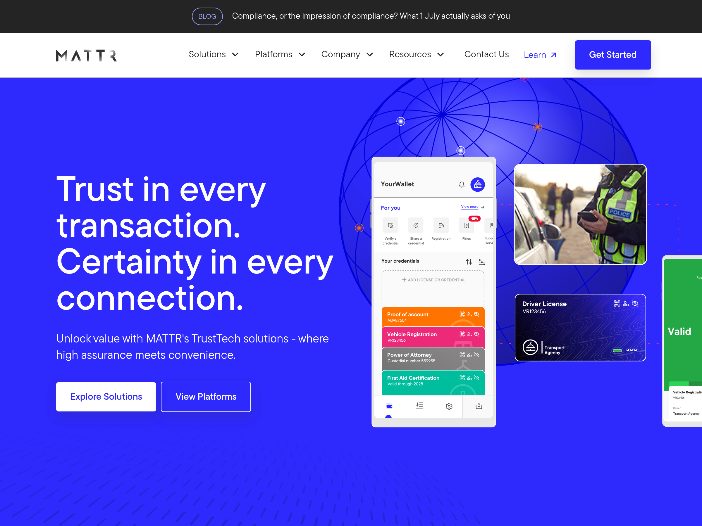 Screenshot of Universal Verifier website