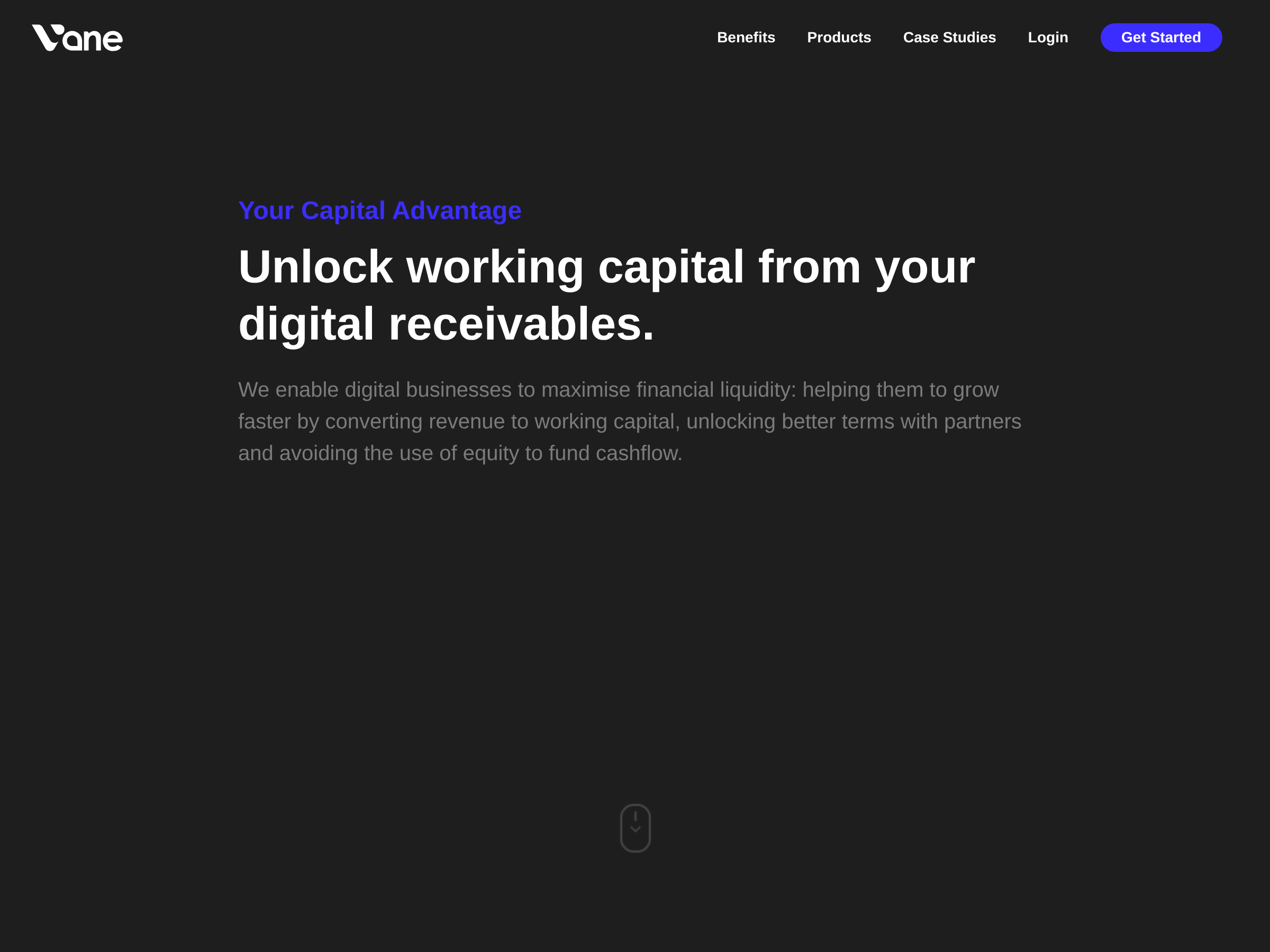 Screenshot of Vane website