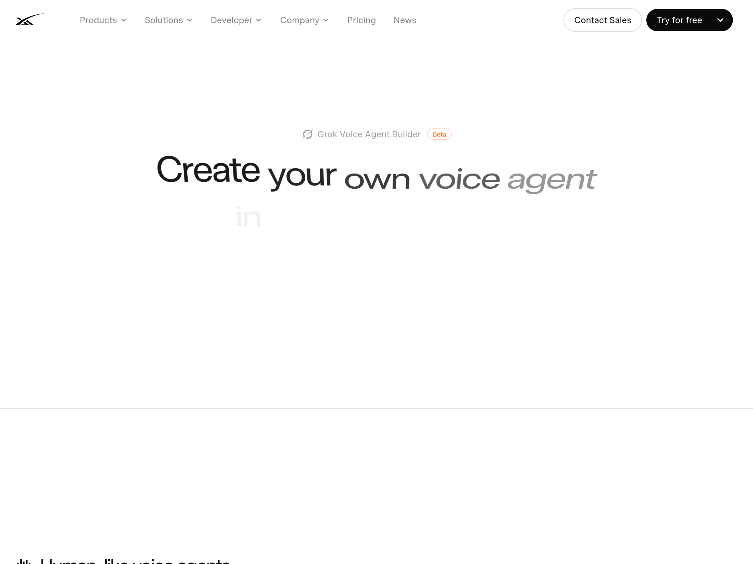 Screenshot of Grok Voice Agent Builder website