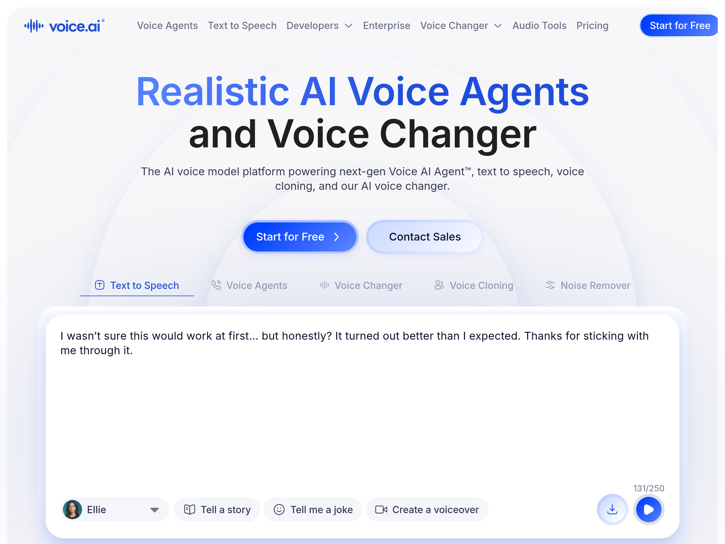 Screenshot of Voice AI website