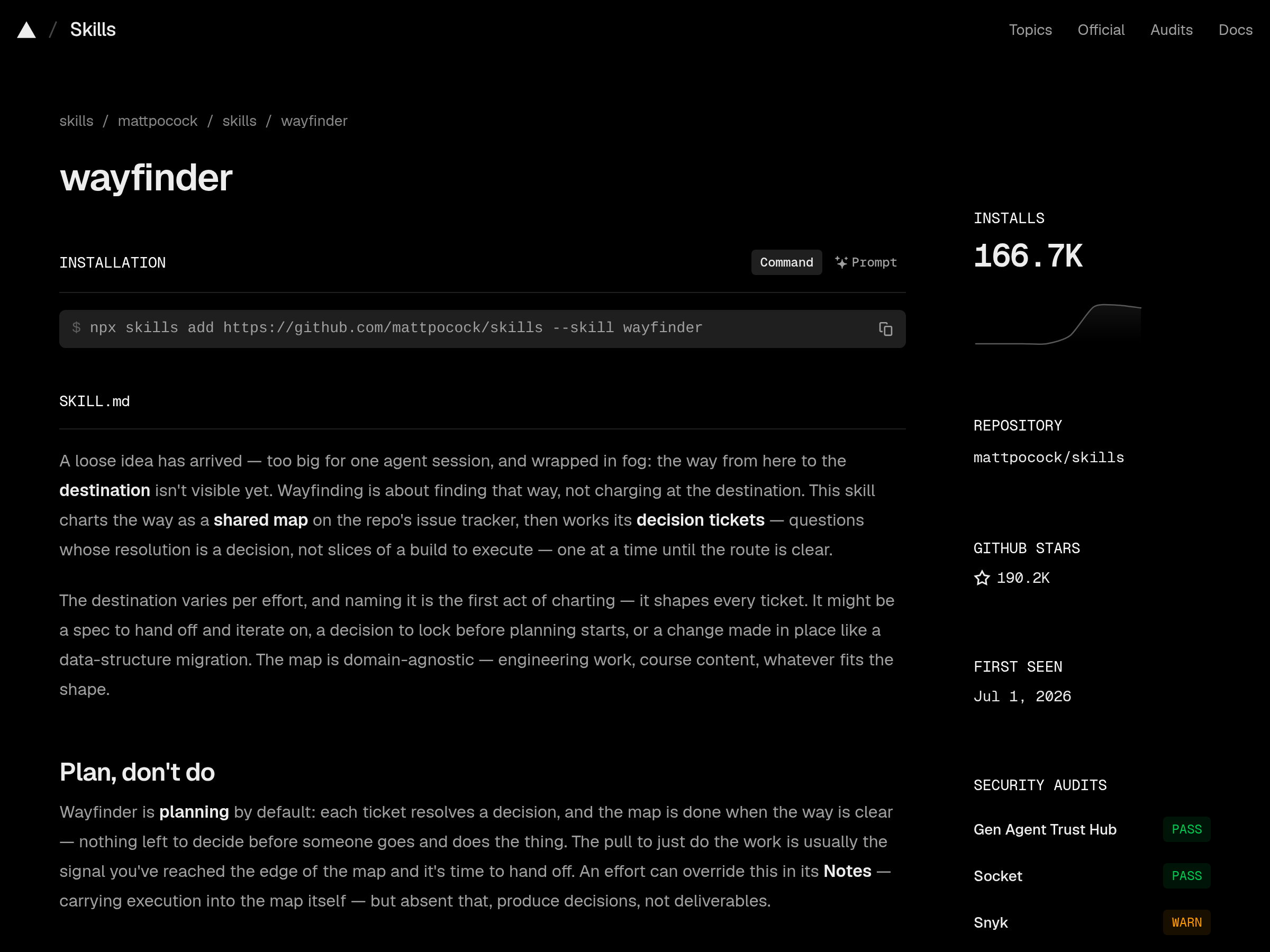 Screenshot of Wayfinder website