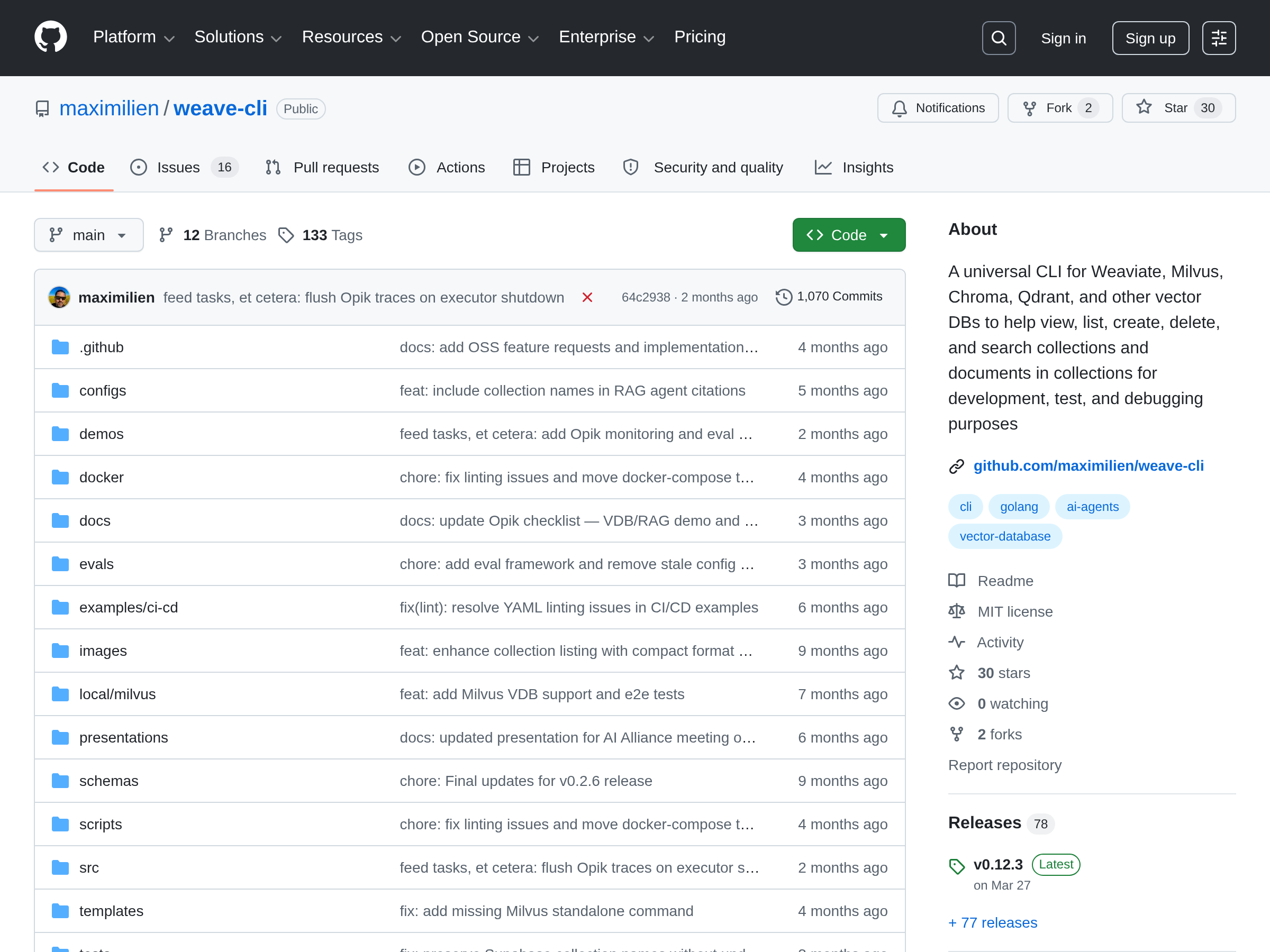 Screenshot of WeaveCLI website