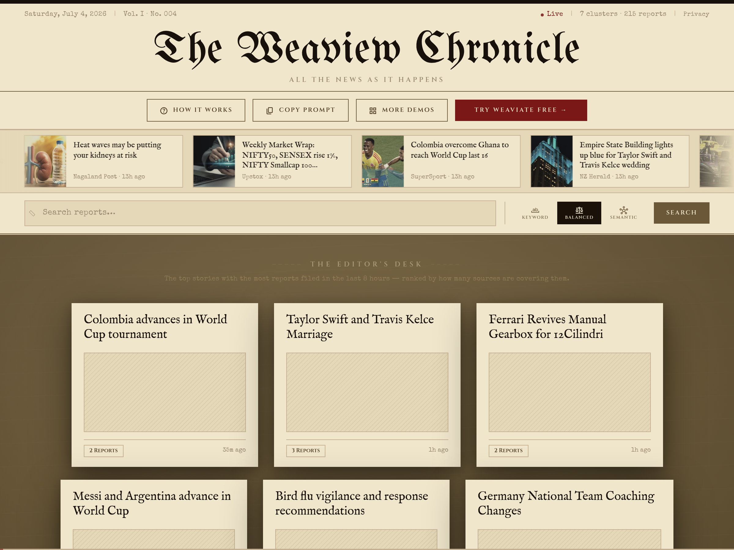 Screenshot of Weaview Chronicles website