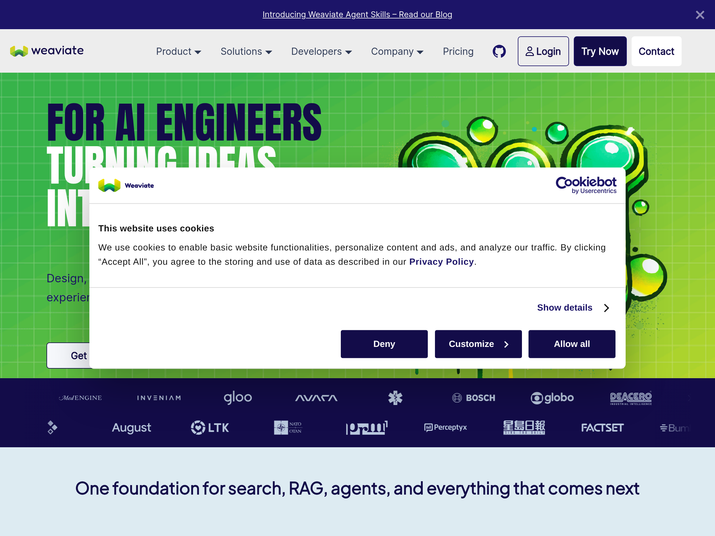 Screenshot of Weaviate website