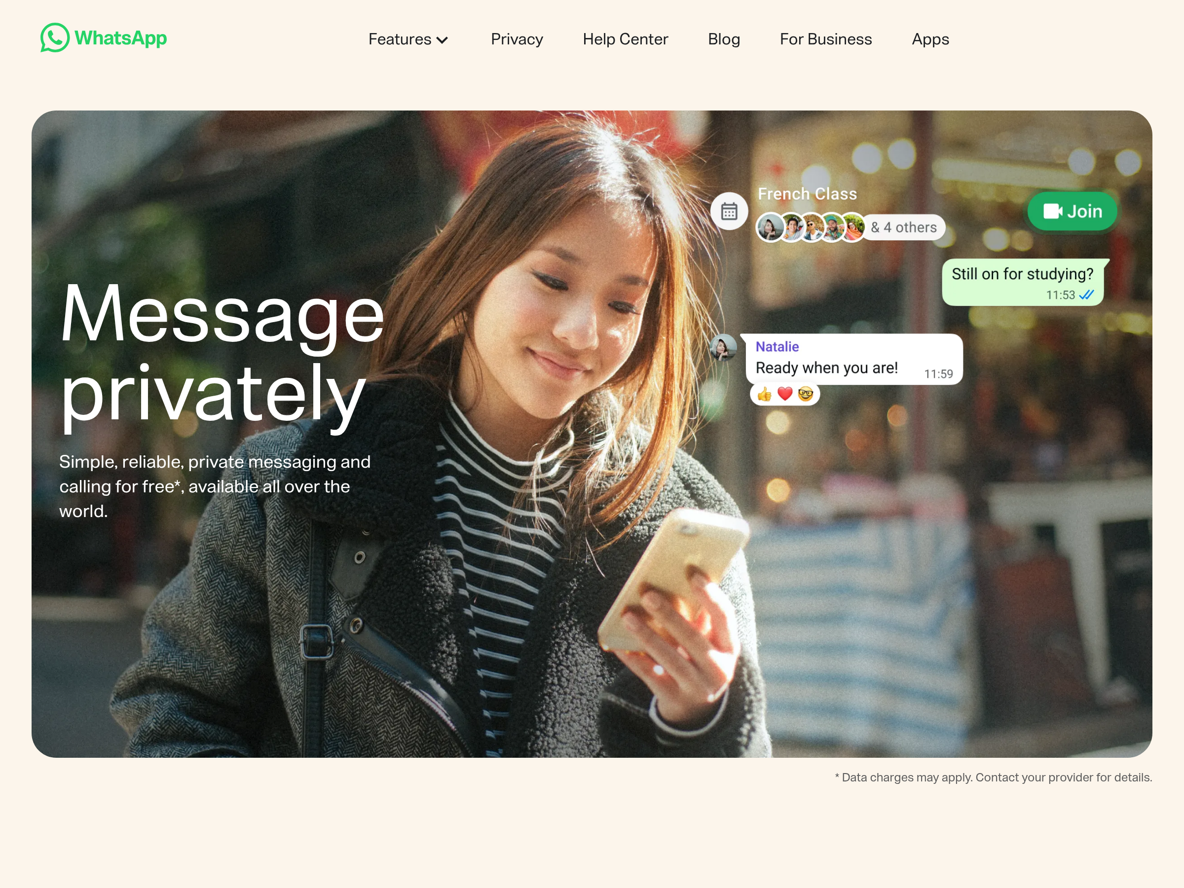 Screenshot of WhatsApp website