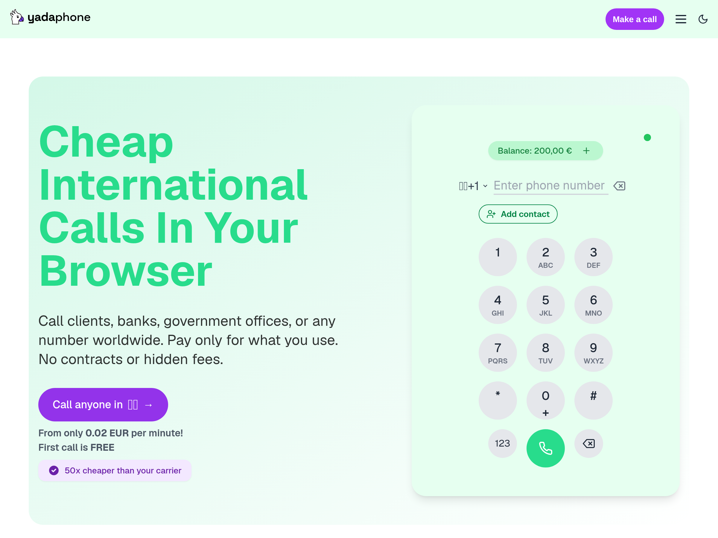 Screenshot of Yadaphone website
