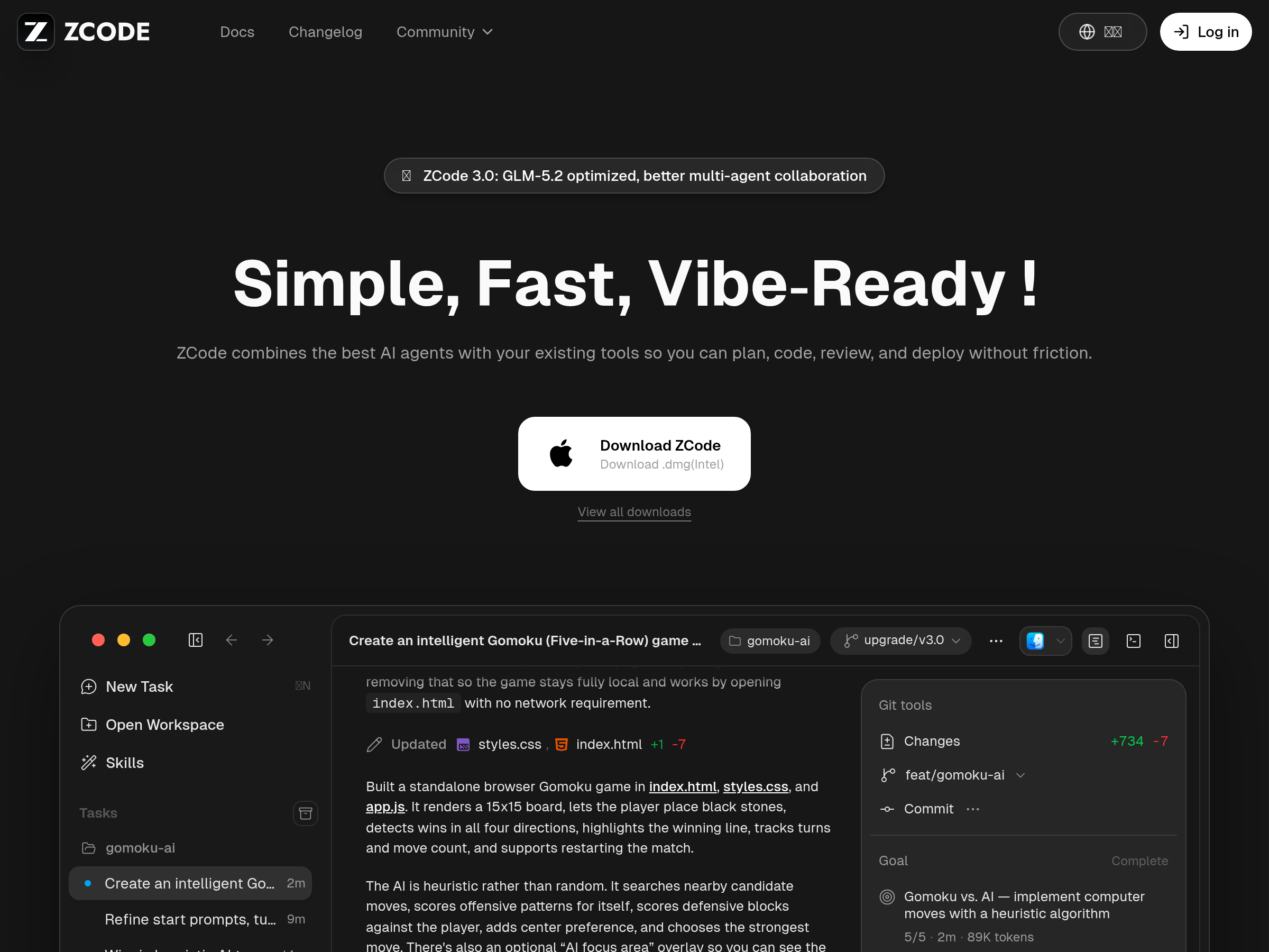 Screenshot of ZCode website