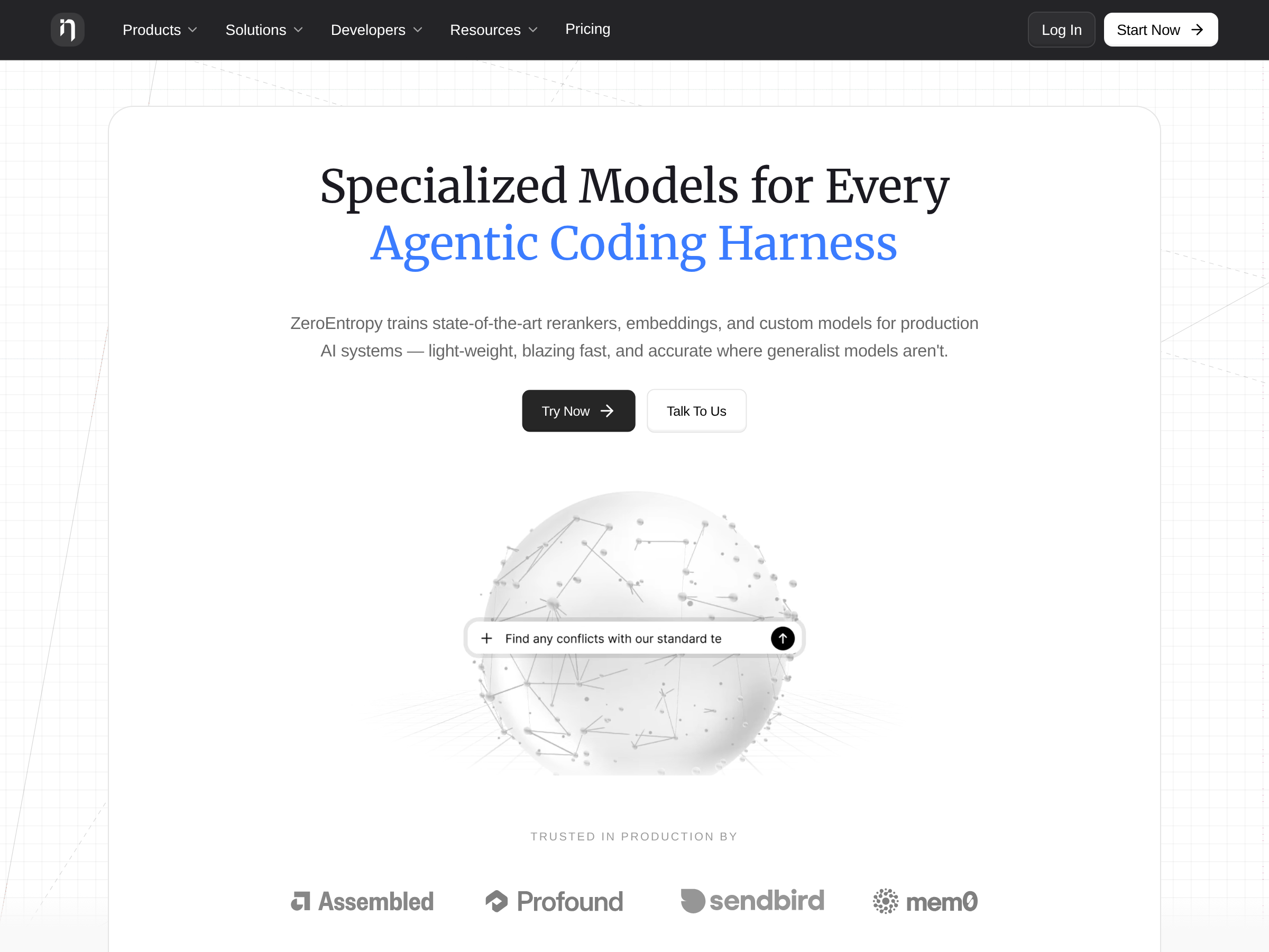 Screenshot of ZeroEntropy website